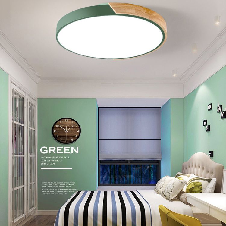 Nordic Houten Plafond Licht Moderne Minimalistische Macaron Creatieve Slaapkamer Woonkamer Kinderkamer Ronde Led lampen