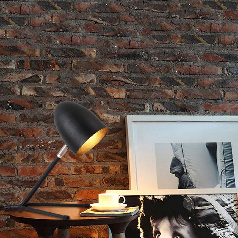 Bullet Head Rotatable Task Lighting Nordic Metal Single Silver Grey/Black Desk Lamp with Oblique Design