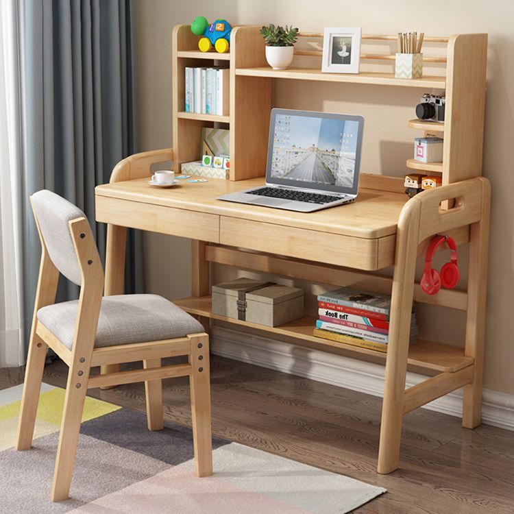 Scandinavian Rubberwood Kitchen Side Chair Liftable Open Back Dining Chair