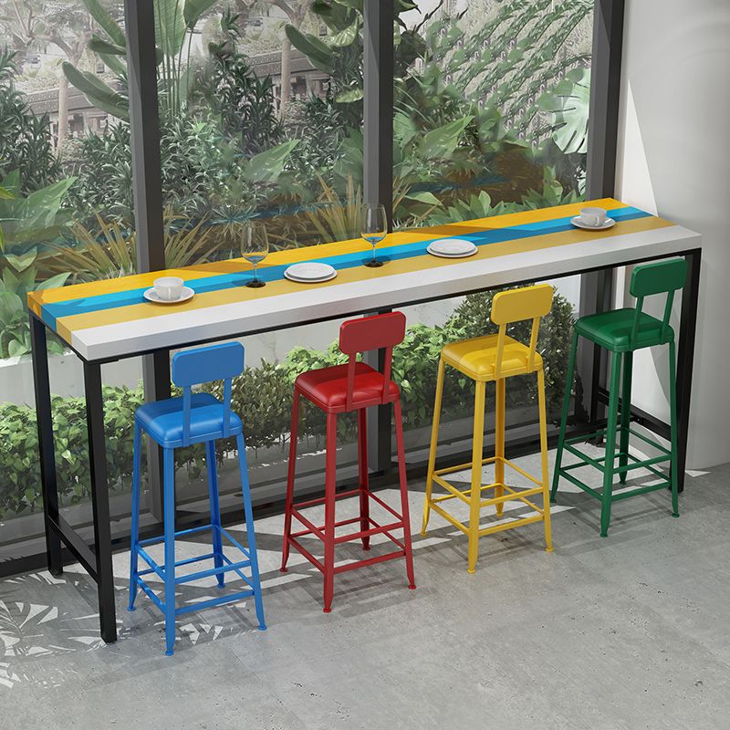 Modern 1/5/9 Pieces Bar Table Set Rectangle Pine Wood Counter Table with Backrest Stools