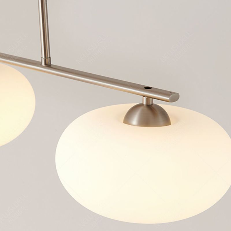 Glass Shade Hanging Island Lights Modern Drum Shape Island Lighting Ideas for Kitchen