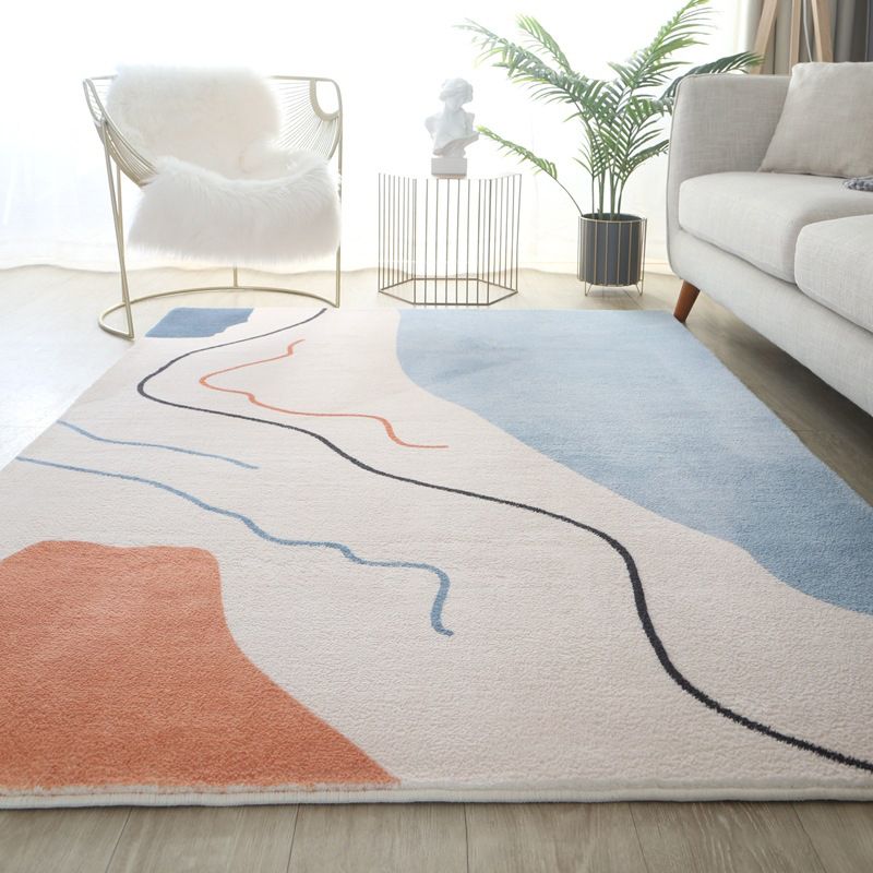 Tapis de couleur rose clair Polyester tapis nordique Tapis résistant aux taches pour la décoration intérieure