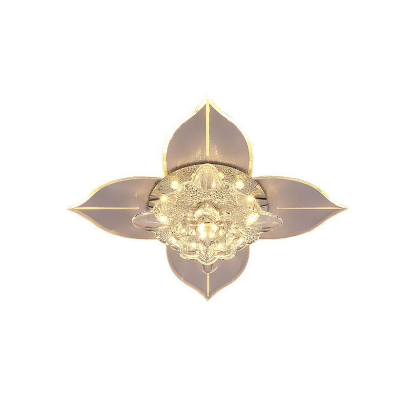 Éclairage encastré en cristal clair à fleurs, plafonnier LED Simple pour couloir avec bord de feuille, lumière chaude/blanche/multicolore