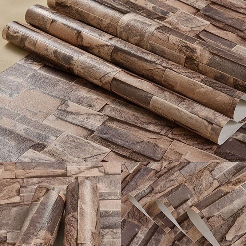 3D Print Stone Wallpaper Dark Color Brick 20.5" x 33' Non-Pasted Stain-Resistant Wall Decor