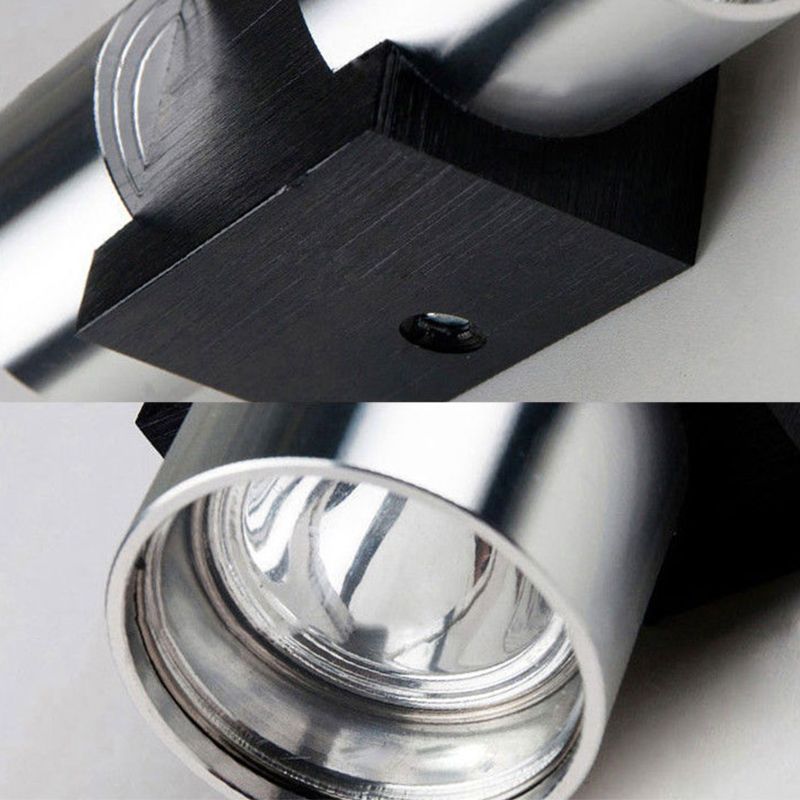 Cylindrical Up Down Wall Sconce Modern Aluminum Clubhouse Hallway Wall Light in Black-Silver
