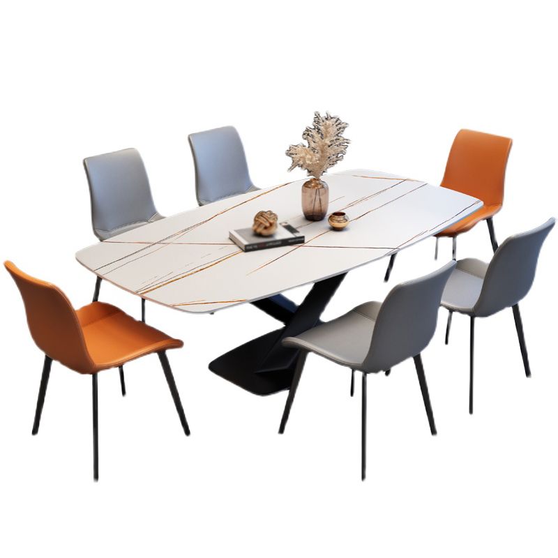 Rechthoekige luxe eettafel Vierkleurige vaste tafel met gesinterde steen