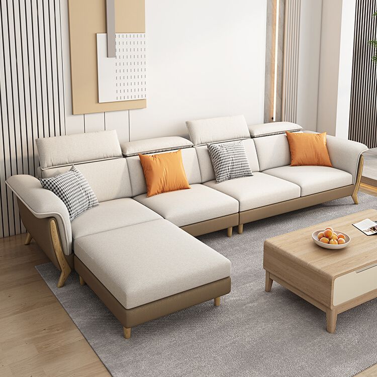 Fabric Sectional Sofas Solid Wood Sectional Couch for Living Room