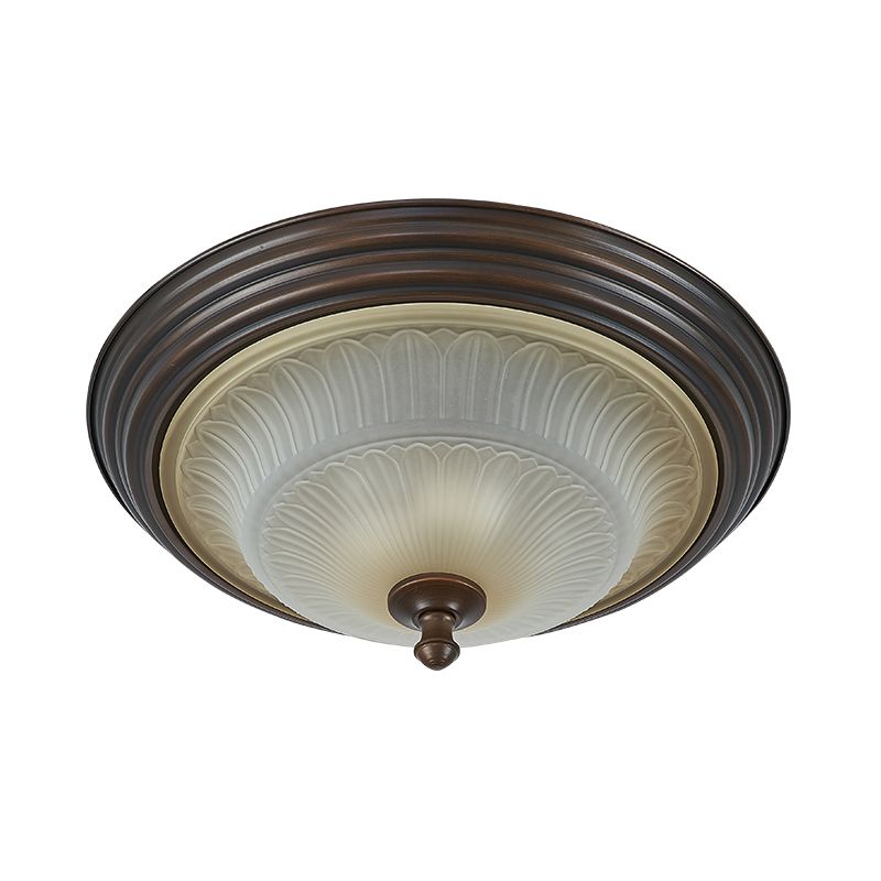 20" Wide Classic Bowl Flush Mount with Glass Shade Bronze Flush Ceiling Light for Bedroom