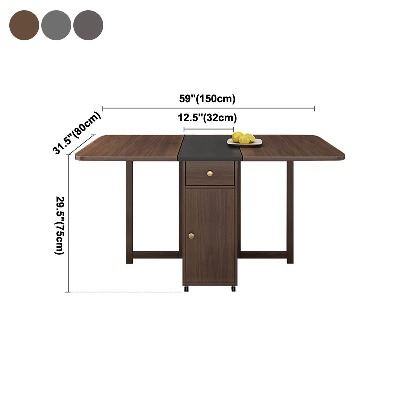 Rectangle Mid-Century Modern Dining Table Drop-Leaf Table with Ash Solid Wood Base,59"L x 29.1"H