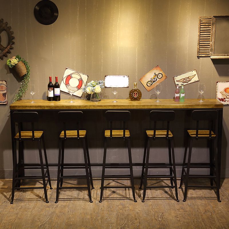 Contemporary Rectangle Bar Dining Table Solid Wood Bar Table in Brown