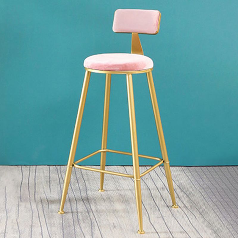 Metal Low Back Dining Stools Glam Armless Bar Stools with Gold Metal Base