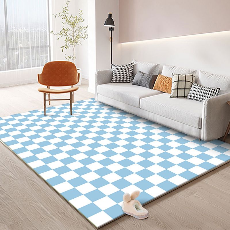 Colorful Checkered Rug Indoor Carpet Polyester Non-Slip Backing Rug for Living Room
