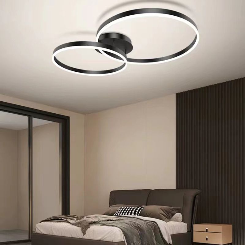 Minimalism Ceiling Light Fixture Circle Flush Mount in Black for Living Room
