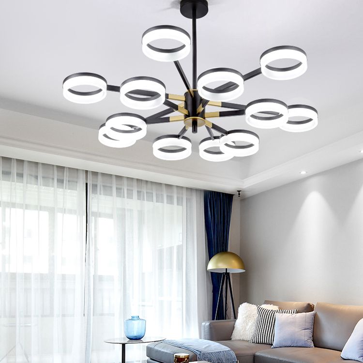 Modern Chandelier Lights Multiple Rings Pendant Lighting Fixtures Metal Chandelier