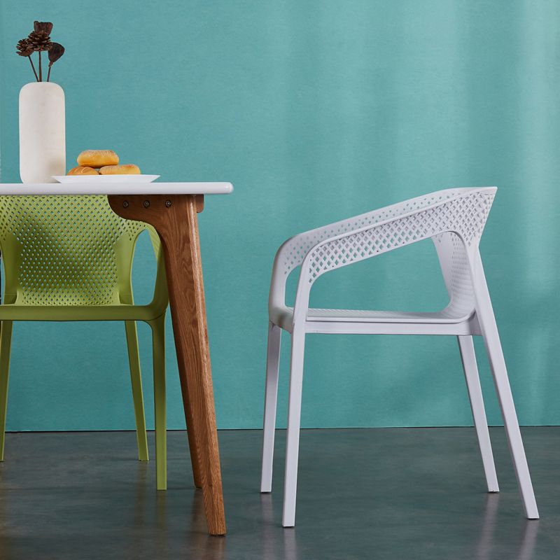 Contemporary Style Dining Room Plastic Arm Chair Multicolor Stacking Dining Chair