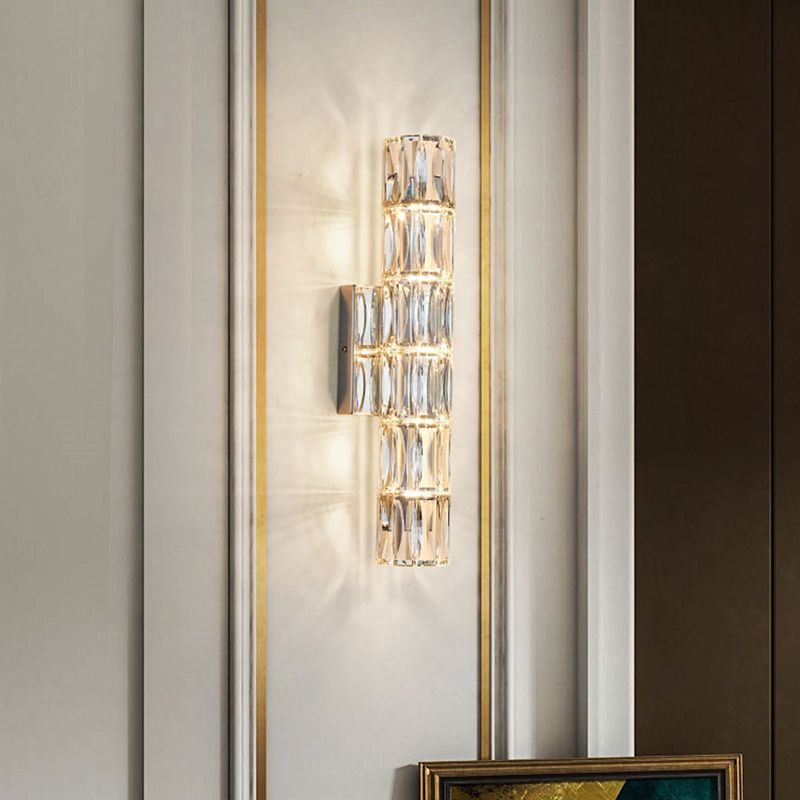 Cylinder Shape Crystal Wall Sconces Modern Multi-Lights Wall Mount Light Fixture
