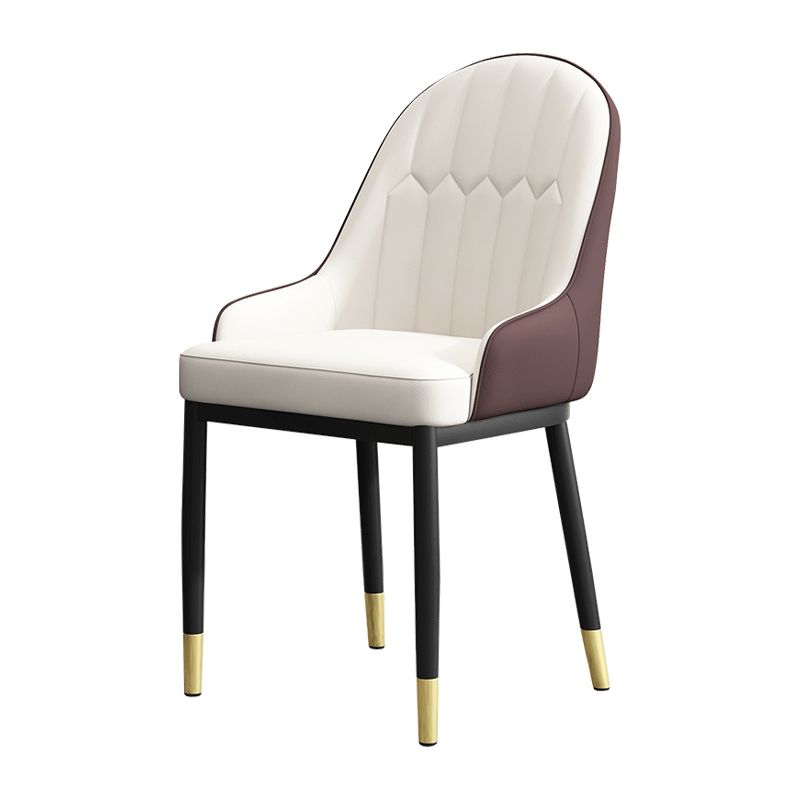 Armless Dining Chairs Nordic Faux Leather Side Chairs for Dining Room