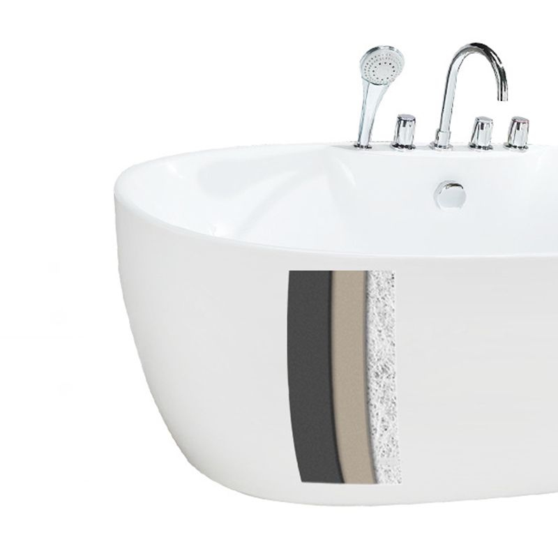 Modern Ellipse White Bathtub Acrylic Back to Wall with Drain Bath Tub