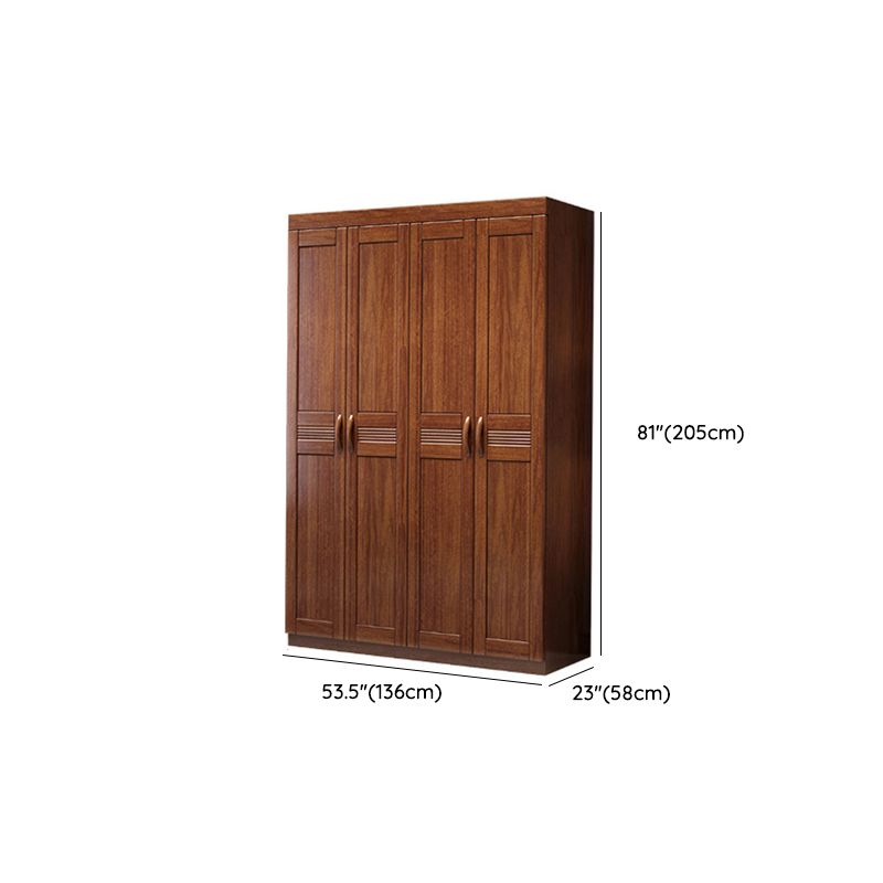 Brown Walnut Solid Wood Wardrobe Traditional Freestanding Wardrobe Armoire
