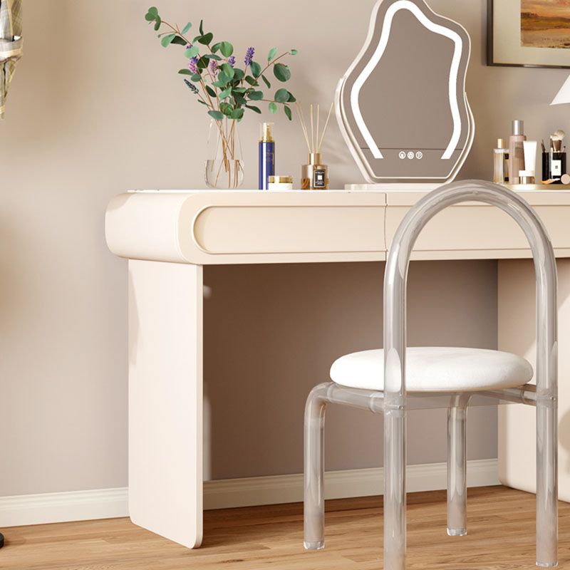 Glam Stone Beige Vanity Desk Bedroom Vanity Dressing Table with Drawer