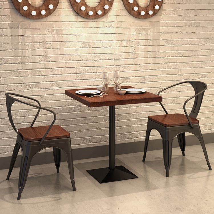Industrial Dining Room Table Solid Wood Table with Black Base for Dining Room
