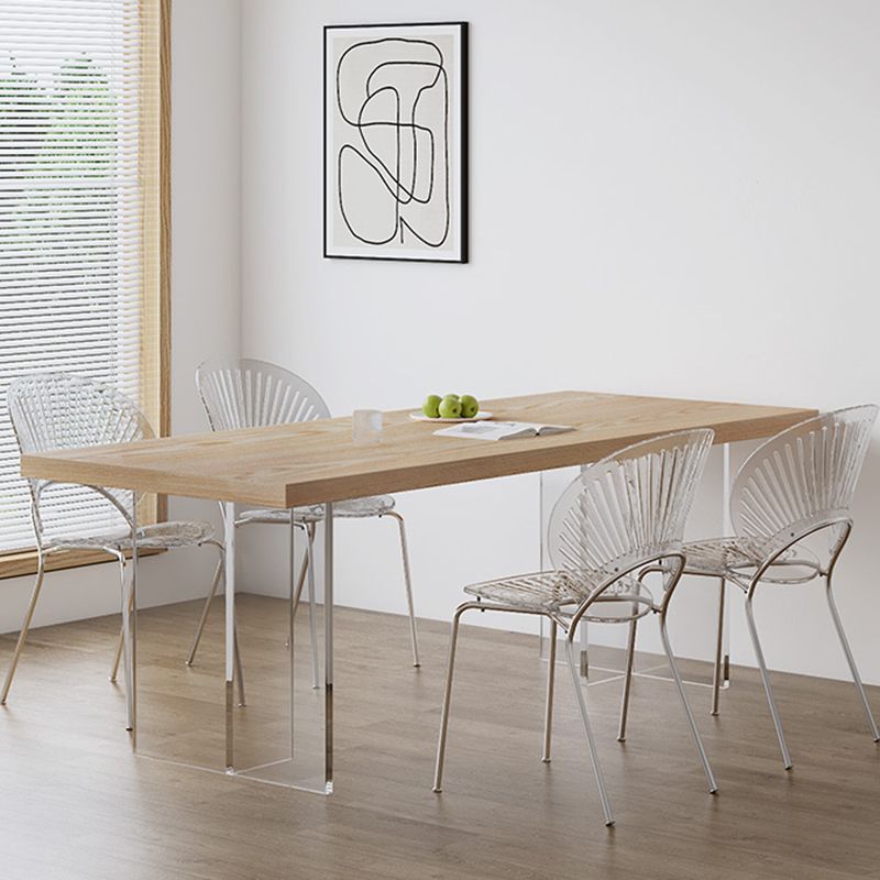 Modern Dining Room Set 1/2/5 Pcs Solid Wood Top Table with Acrylic Chairs