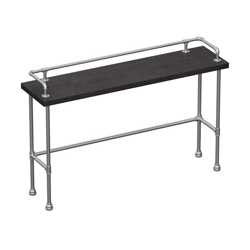 Industrial Black Wood Bar Table with Rectangle Table Top Silver Trestle Table - 42" H