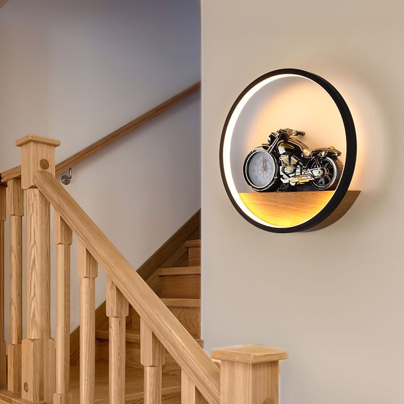 Modern Simple Metal Wall Light Circle Shape Wall Lamp with Silica Gel Shade for Bedroom