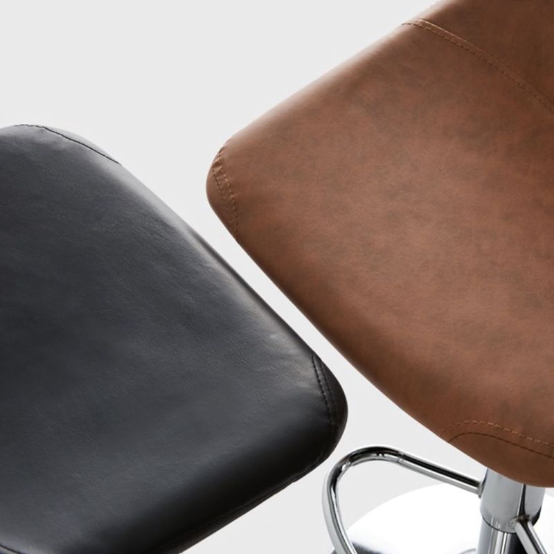 Industrial Leather Counter Height Stools Low Back Bar Stool for Bar