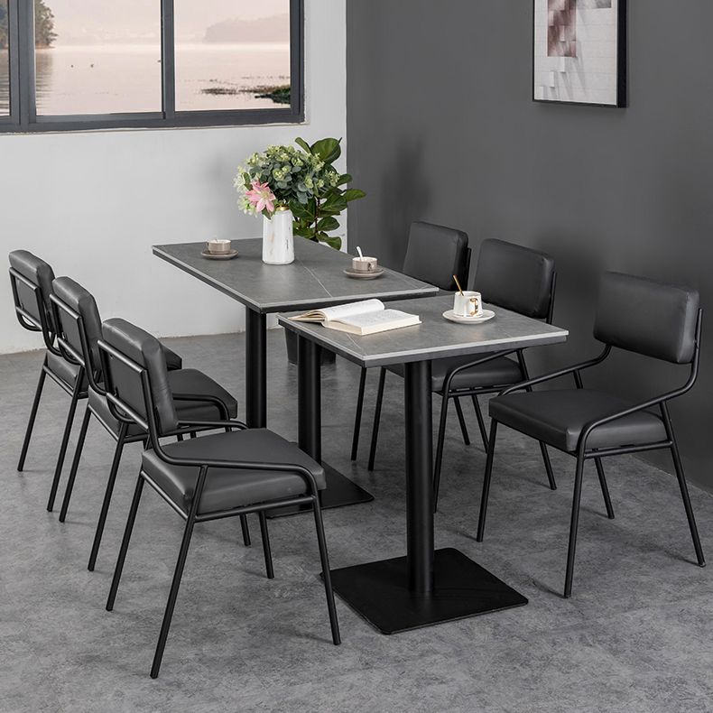 Industrial Dining Room Table Sintered Stone Table with Black Base for Home Kitchen Dinner