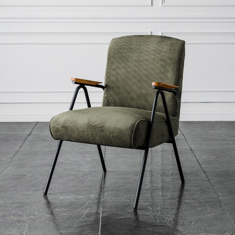Corduroy Arms Included Chair 32.28" High Solid Wood Armchair with Basic Four Leg