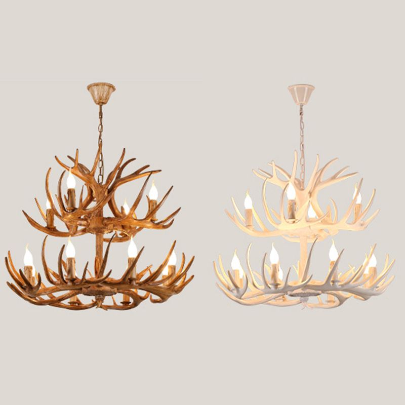 Resin Chandelier Lighting Fixture Deer Antler Traditional Chandelier Lighting for Restaurant
