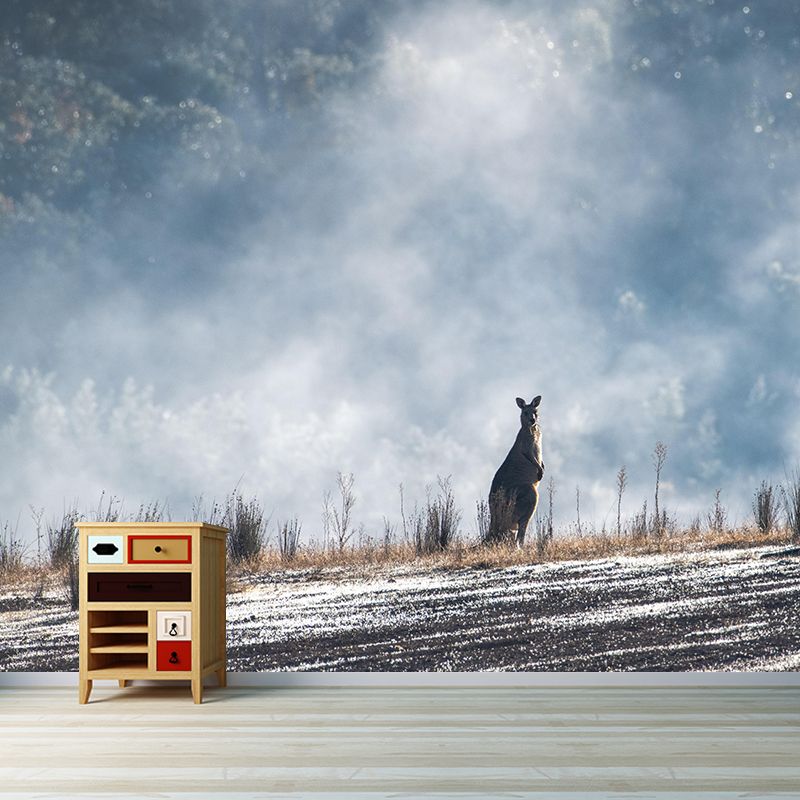 Strong Kangaroo Mural Photography Mildew Resistant Boys Room Mural Wall Art