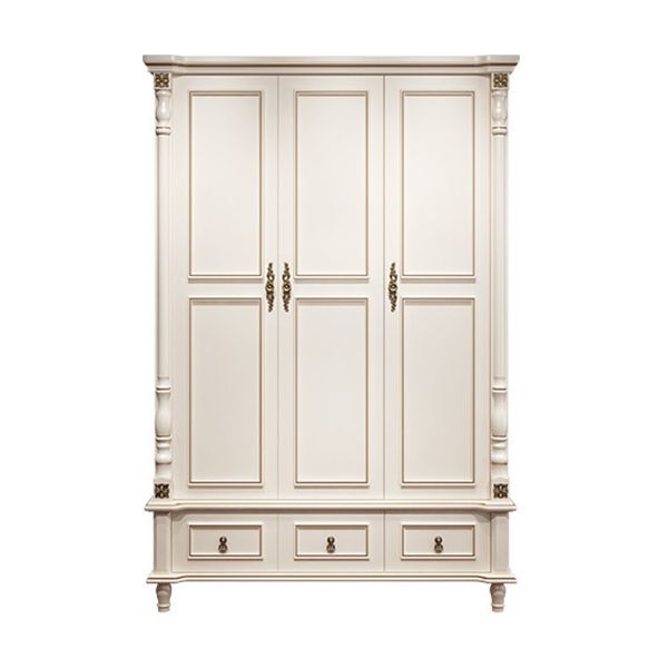 Traditional Wardrobe Armoire White Wooden Wardrobe Cabinet with Legs