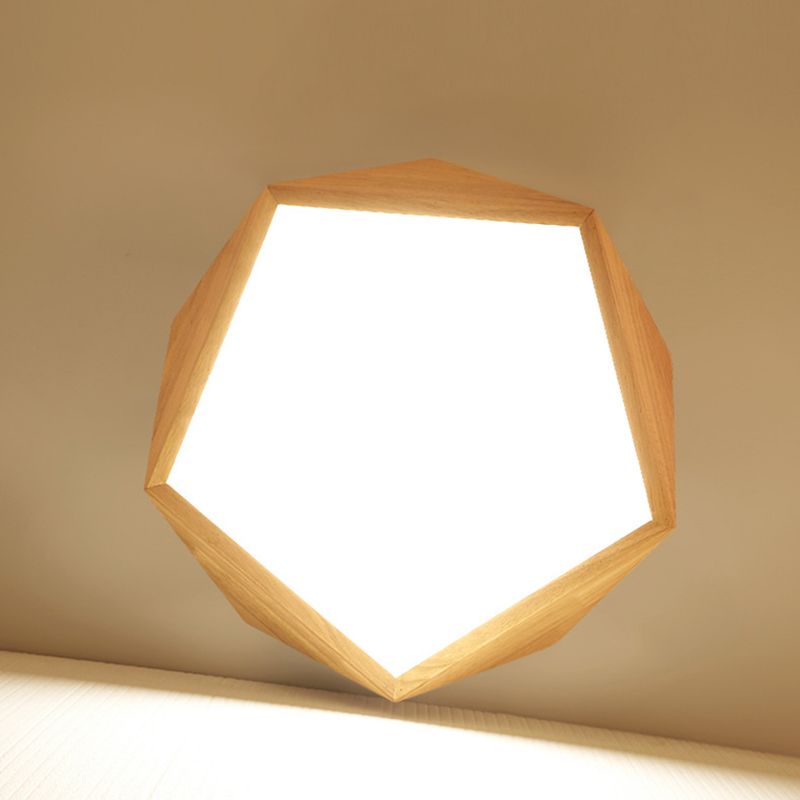Pentagon Hout Flush Mount Plafond Lamp Fixture Nordic Dining Room Flush Mount Verlichting Armaturen