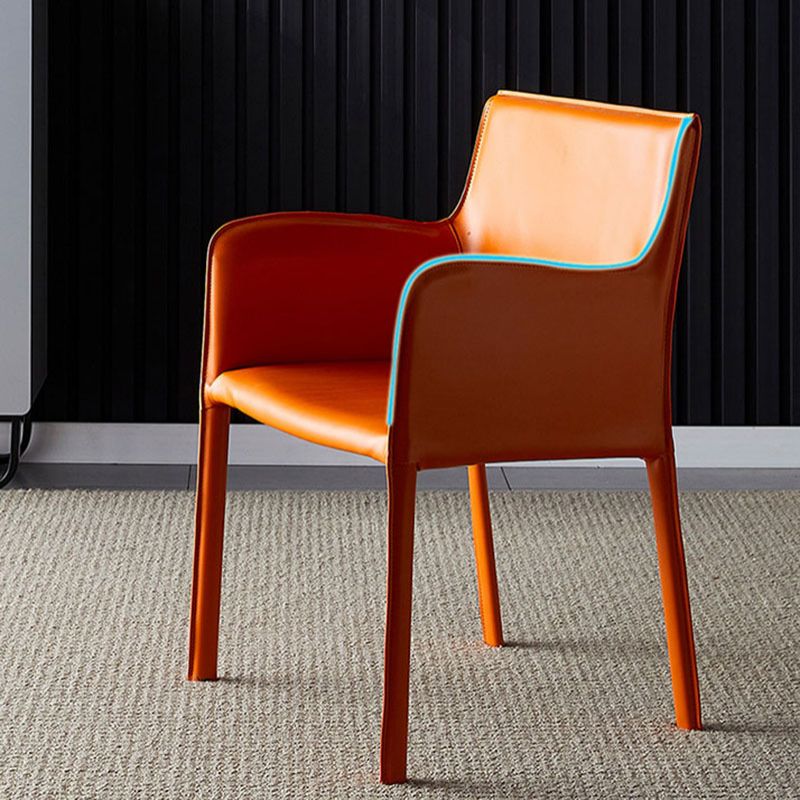 Contemporary Leather Dining Room Chair Metal Dining Armchair for Restaurant Use