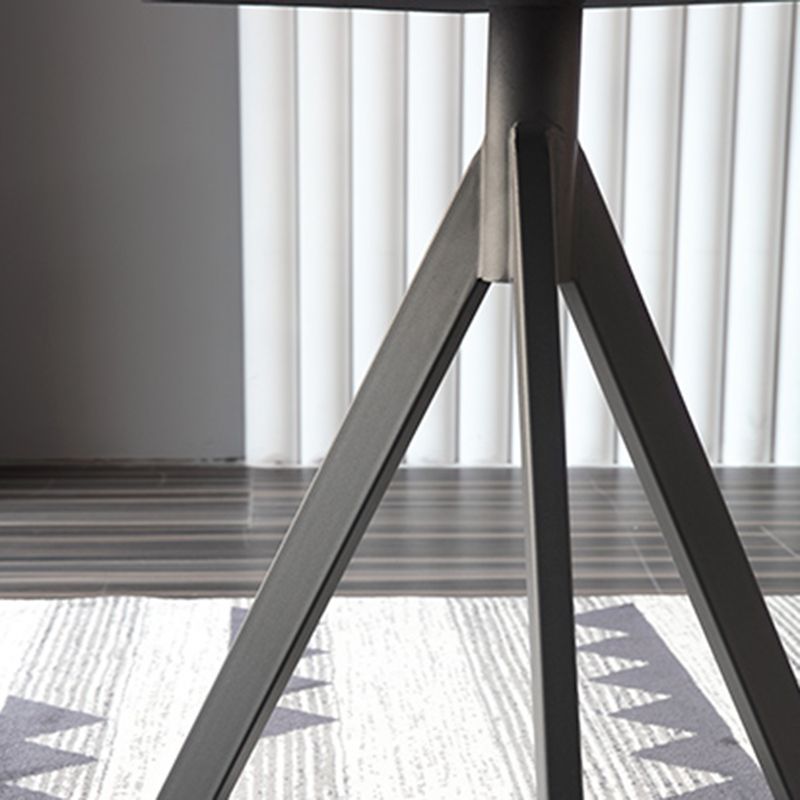 Modern Style Sintered Stone Dining Room Set Black Round Formal Dining Table Furniture