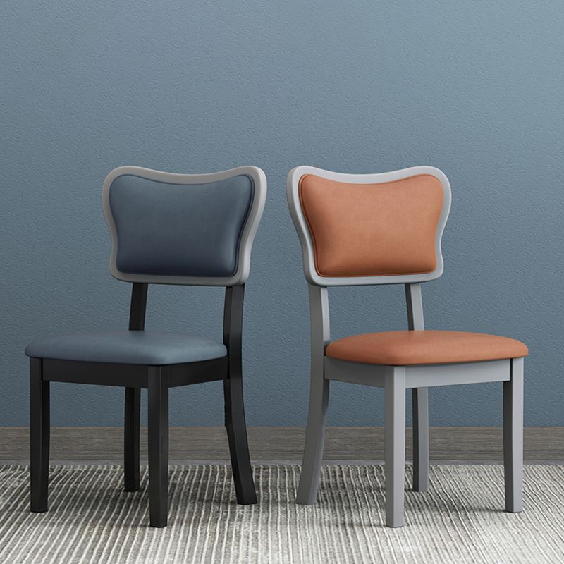 Home Silla auxiliar escandinava Silla de comedor tapizada en madera con respaldo abierto (juego de 2)