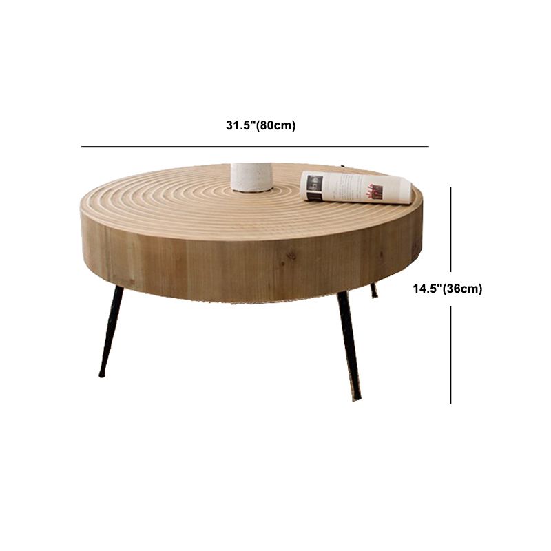Scandinavian 3 Legs Coffee Table Round Wooden Cocktail Table for Living Room