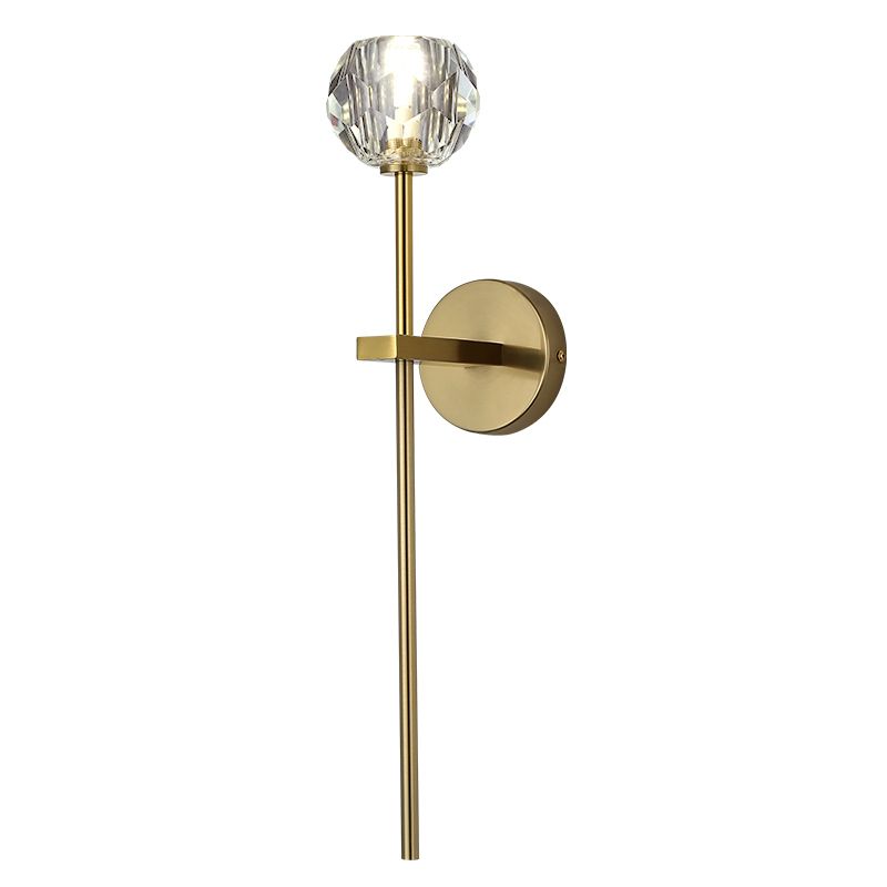 Gold Crystal Wall Lamp in Modern Luxury Style Copper Globe Wall Sconce for Bedroom