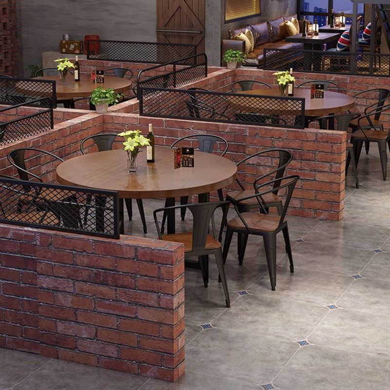 Dark Brown Solid Wood Dining Set 1/3/9 Pieces Dinette Set with Metal Chairs