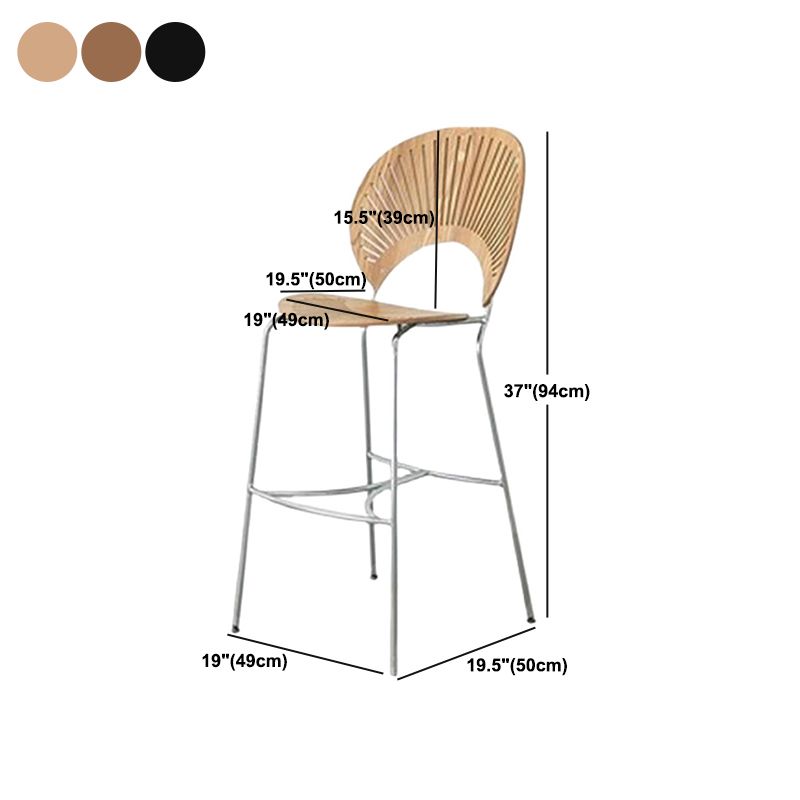 Industrial Full Back Counter Stool Armless Stackable Bar Chair with Metal Legs