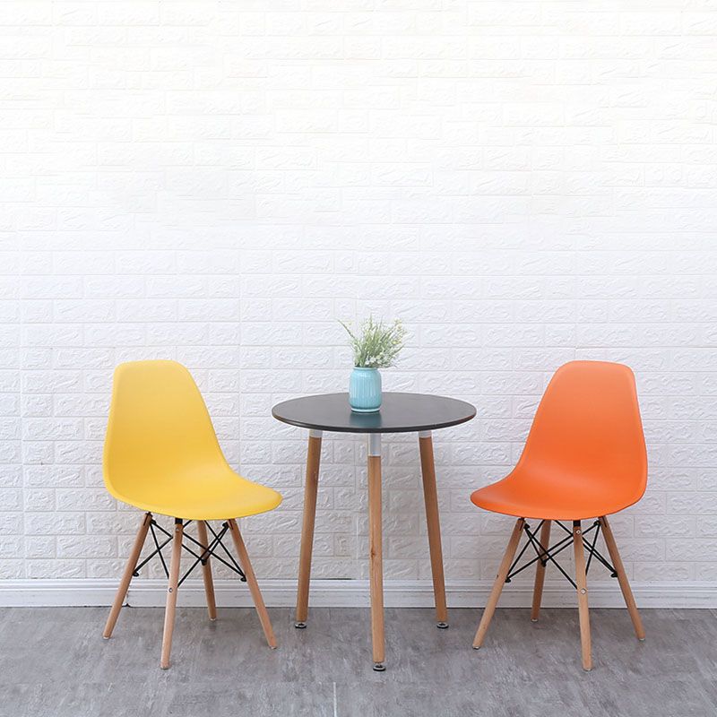 Modern Plastic Home Side Chair Matte Finish Solid Back Dining Chair