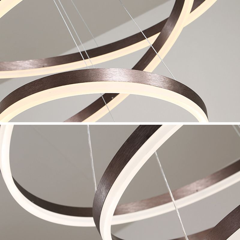 Wrought Iron Black LED Pendant Light in Modern Luxury Style Layered Circles Ceiling Light with Acrylic Shade