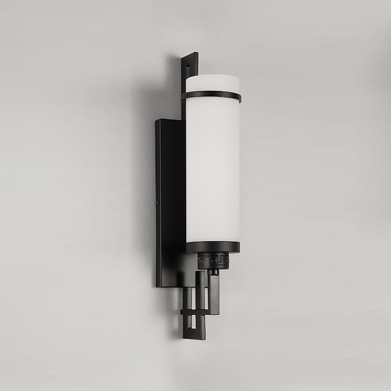 Modern Style Glass Wall Light Cylinder 21.5" High Wall Sconce for Living Room