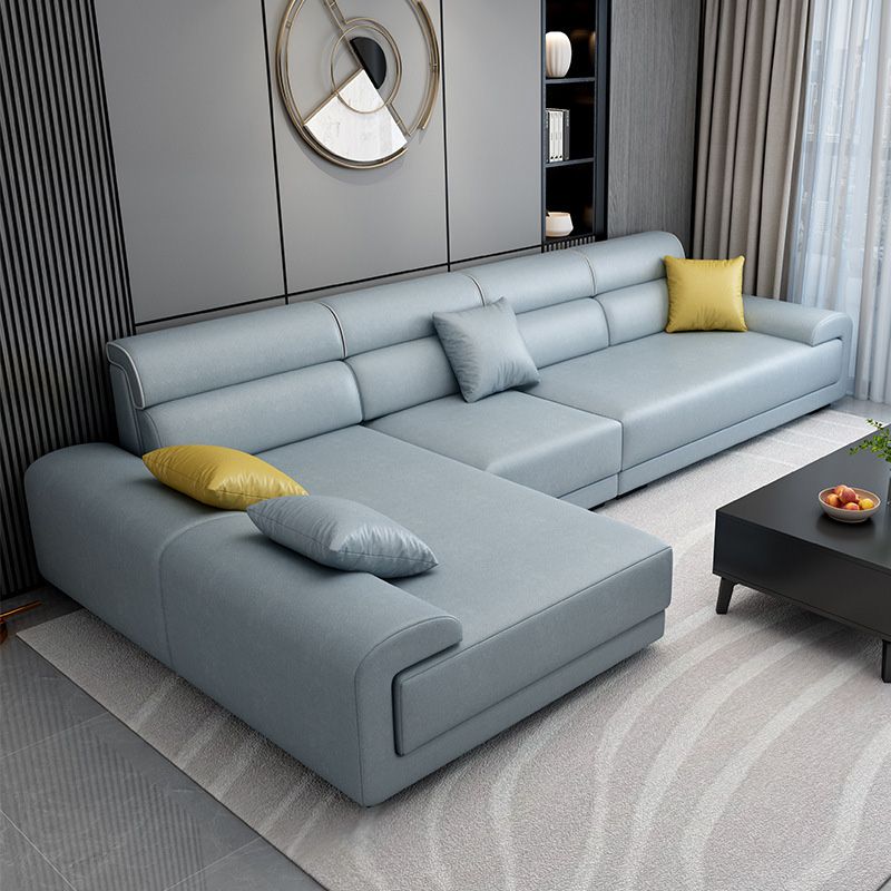 Faux Leather 4-Seater Sectional with Adjustable Head Pillow 70.87" W