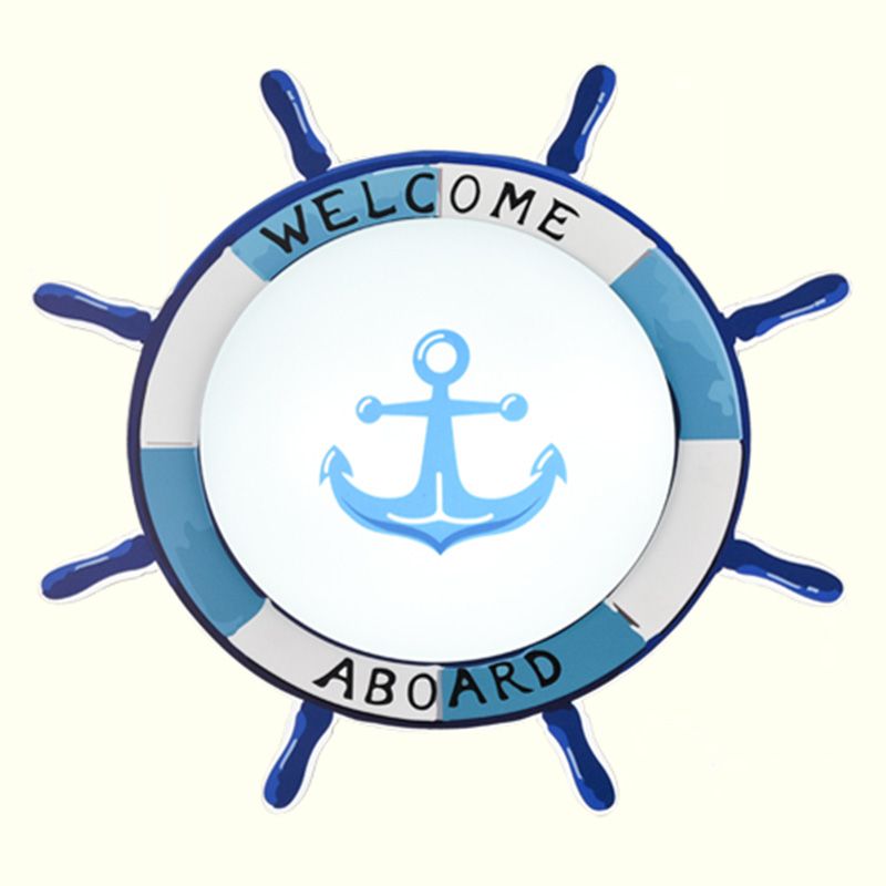 Plafonnier de chambre d'enfant, luminaire de Style méditerranéen, créatif, bateau de Pirate, gouvernail, chambre de garçon, lampe de chambre à coucher de dessin animé