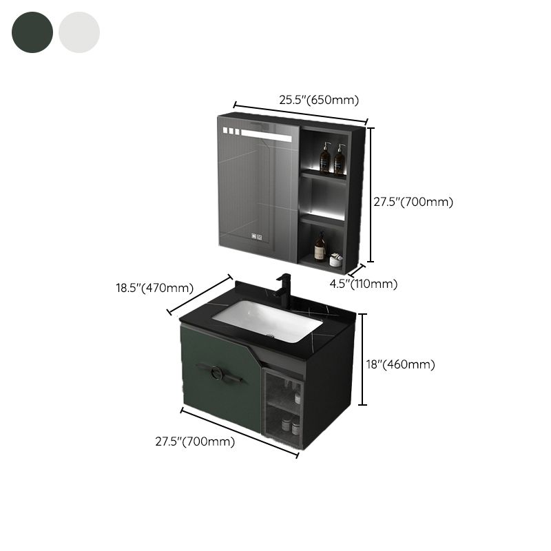 Metal Frame Bath Vanity Mirror Rectangle Wall Mount Single Sink Bathroom Vanity Set