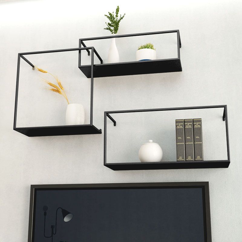 Iron Closed Back Bookshelf Gold and Black Industrial Wall Unit Bookshelf