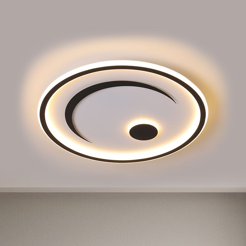 Lampe LED ronde encastrée en acrylique, style nordique, luminaire décoratif d'intérieur, idéal pour une chambre à coucher, noir/or, blanc/lumière chaude